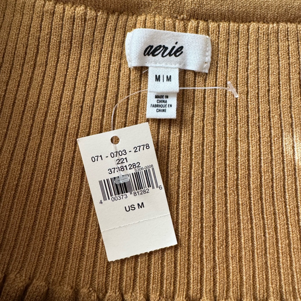 NWT Aerie Pleated Mini Sweater Skirt - Gold SIZE M - Picture 5 of 7